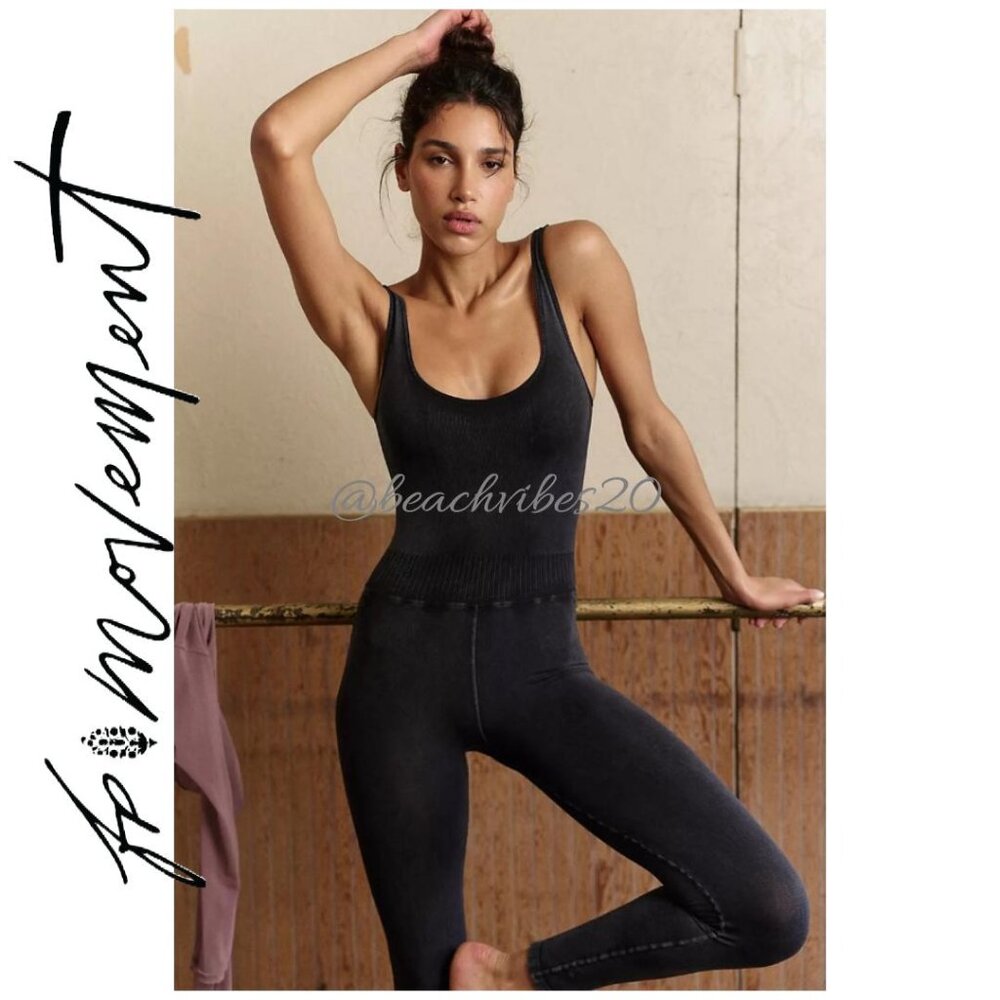 FP MOVEMENT BY FREE PEOPLE Good Karma Onesie Washed Black M/L NWOT